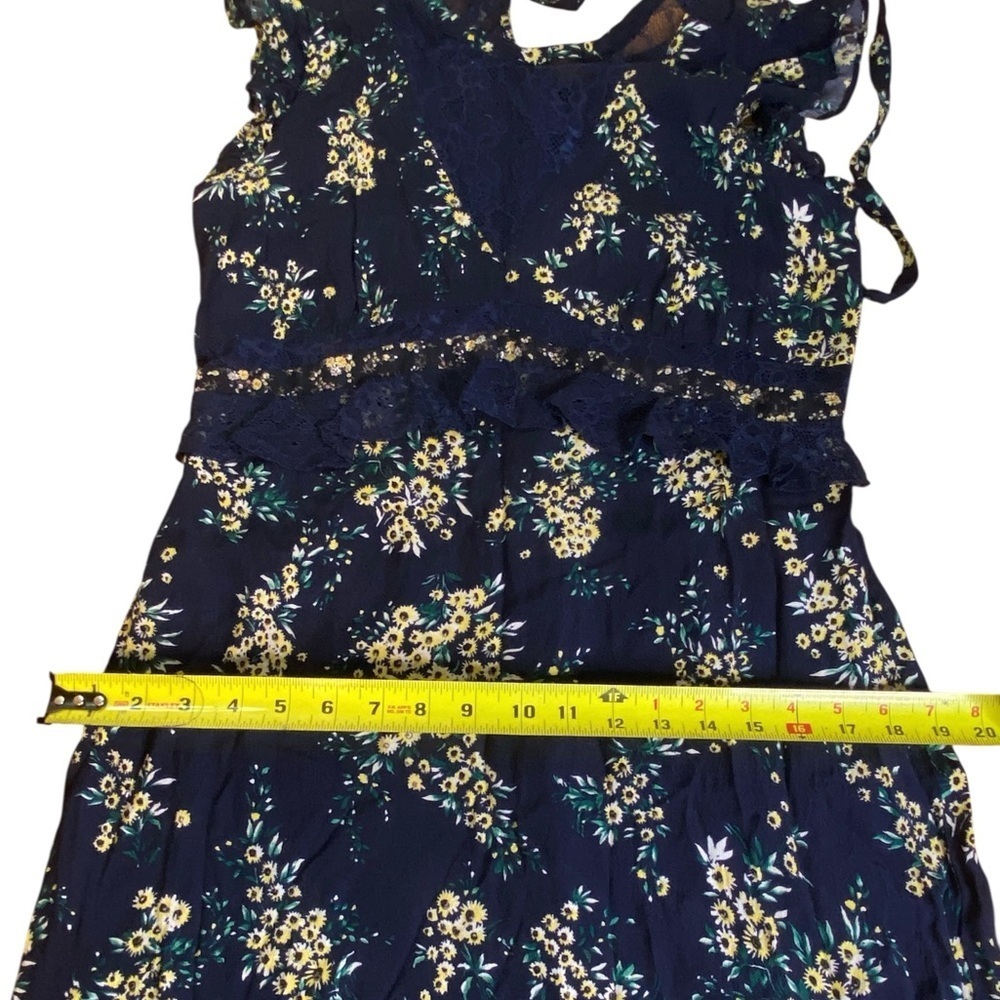 Sugarlips Floral Flutter Sleve Navy Blue Dress Women’s size L - Picture 8 of 13